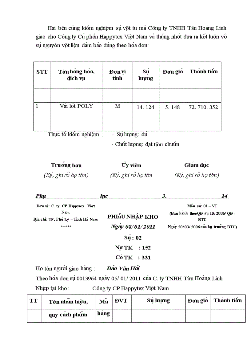 image for page Kế toán nguyên vật liệu để may áo Jacket 3 lớp có mũ tại Công ty cổ phần Happytex - Việt Nam