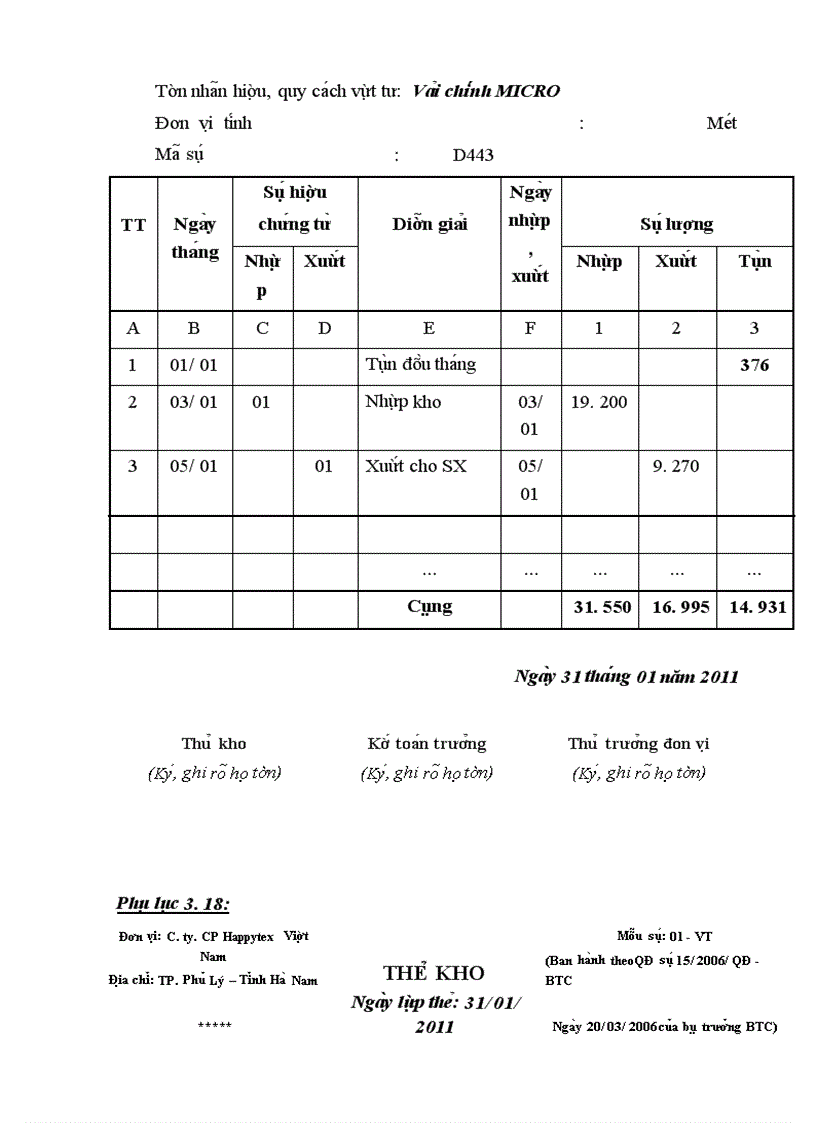 image for page Kế toán nguyên vật liệu để may áo Jacket 3 lớp có mũ tại Công ty cổ phần Happytex - Việt Nam