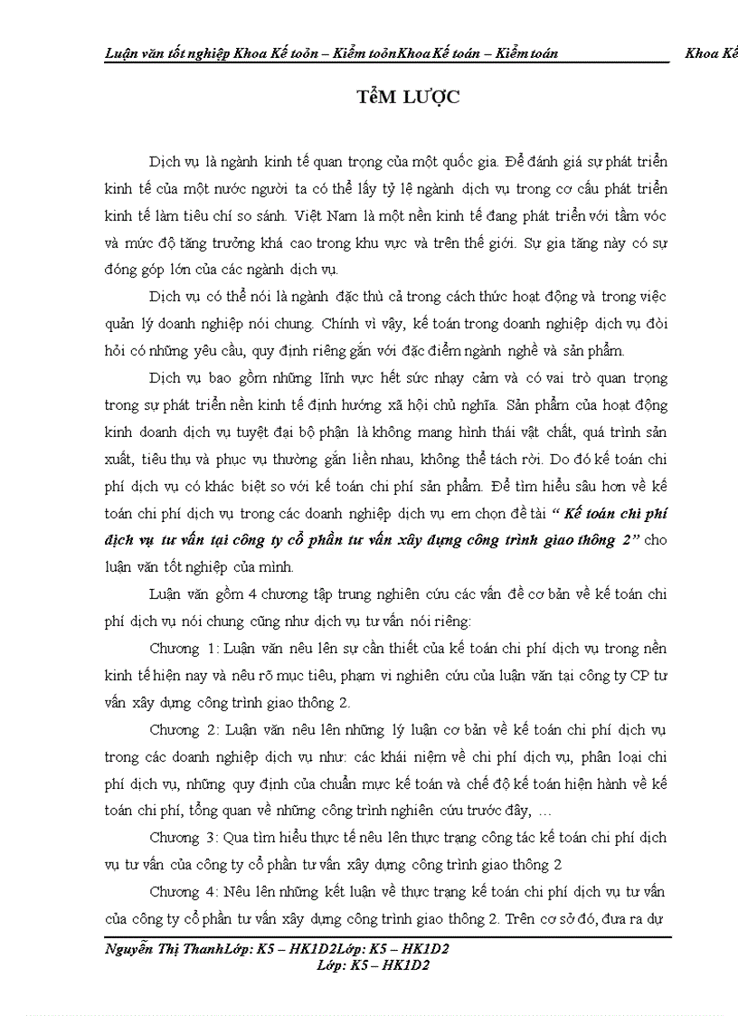 image for page Kế toán chi phí dịch vụ tư vấn tại công ty CP tư vấn XDCT giao thông 2