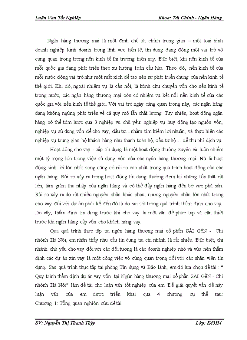 image for page Quy trình thẩm định dự án vay vốn tại Ngân hàng thương mại cổ phần SÀI GÒN - Chi nhánh Hà Nội