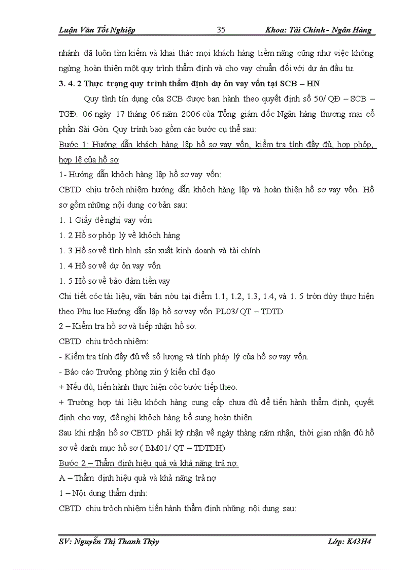 image for page Quy trình thẩm định dự án vay vốn tại Ngân hàng thương mại cổ phần SÀI GÒN - Chi nhánh Hà Nội