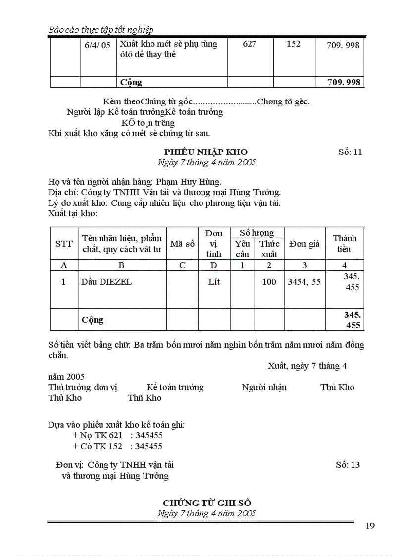 image for page Báo cáo thực tập tại công ty TNHH vận tải và thương mại Hùng Tưởng