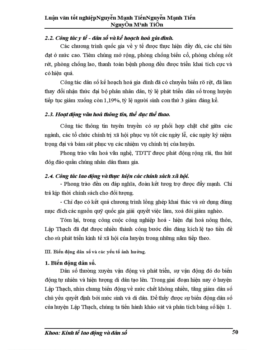image for page Phân tích biến động dân số, lao động và việc làm ở huyện Lập Thạch trong giai đoạn hiện nay