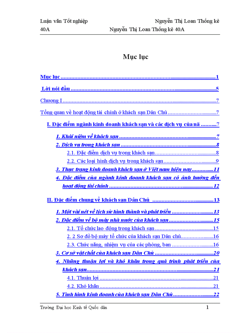 image for page Nghiên cứu thống kê hoạt động tài chính của Khách sạn Dân chủ