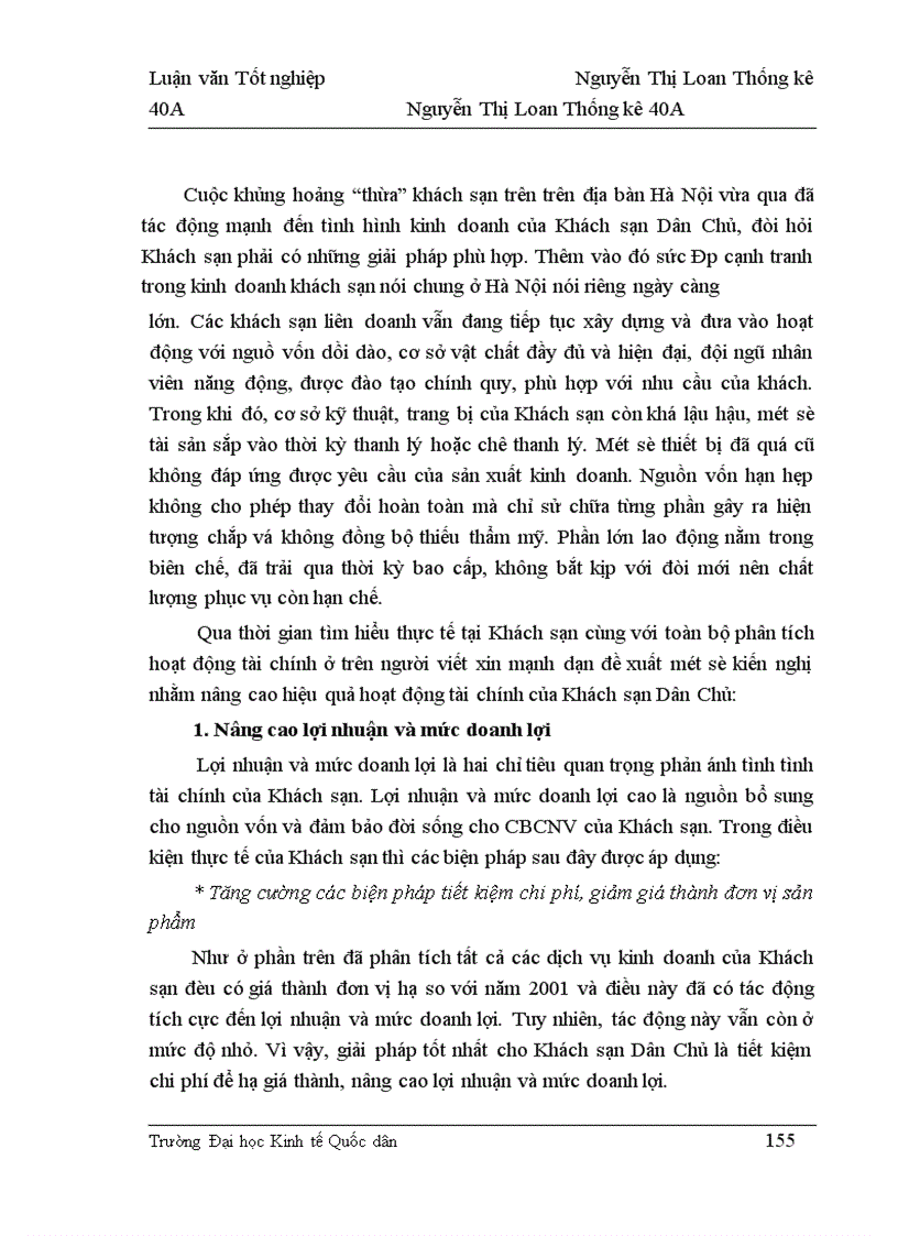 image for page Nghiên cứu thống kê hoạt động tài chính của Khách sạn Dân chủ