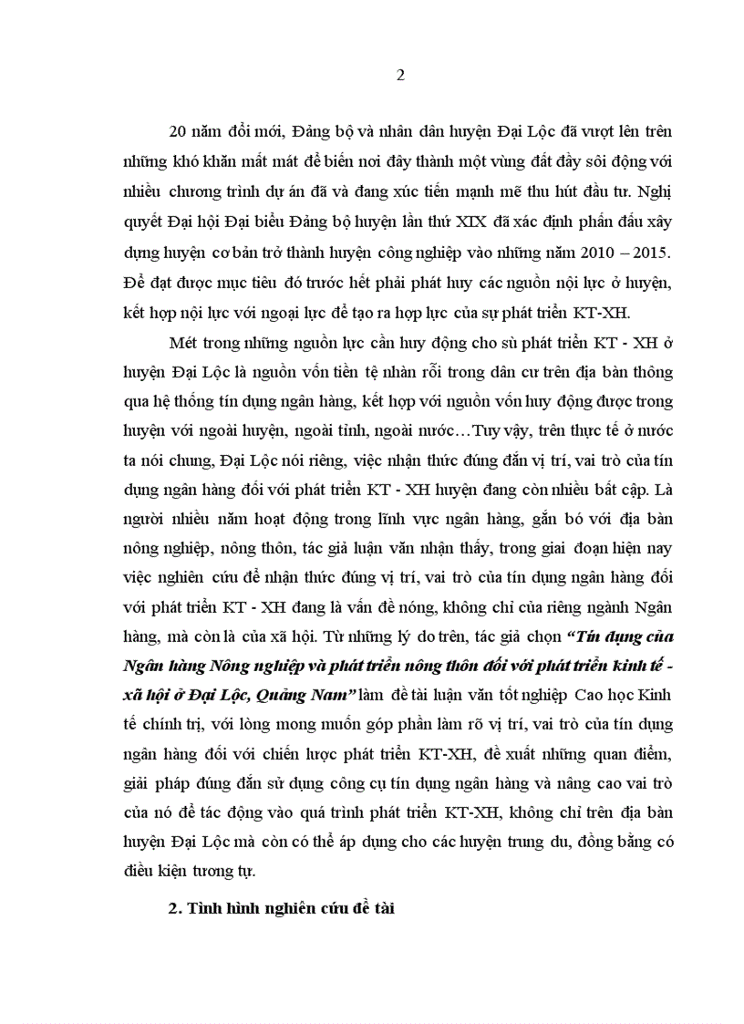 image for page Tín dụng của Ngân hàng Nông nghiệp và phát triển nông thôn đối với phát triển kinh tế - xã hội ở Đại Lộc, Quảng Nam