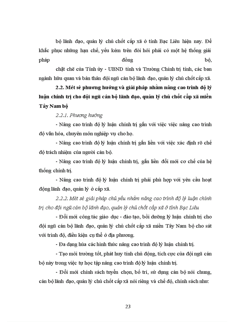 image for page Nâng cao trình độ lý luận chính trị cho đội ngũ cán bộ lãnh đạo, quản lý chủ chốt cấp xã miền Tây Nam Bộ hiện nay (qua thực tế tỉnh Bạc Liêu)