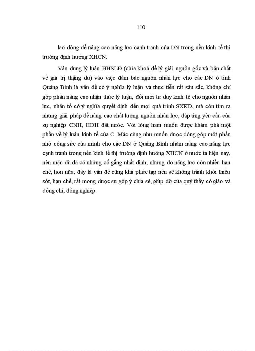 image for page Vận dụng lý luận hàng hoá sức lao động của C.Mác vào việc đảm bảo nguồn nhân lực cho các doanh nghiệp ở tỉnh Quảng Bình