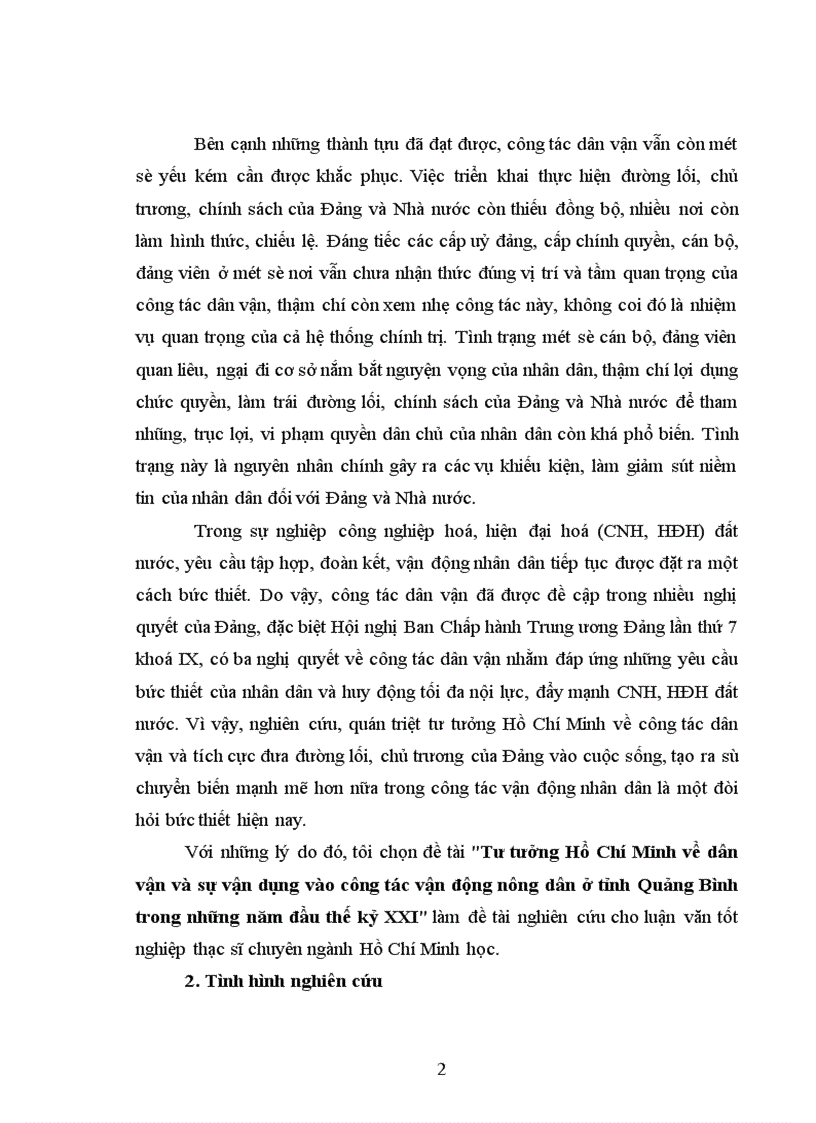 image for page Tư tưởng Hồ Chí Minh về dân vận và sự vận dụng vào công tác vận động nông dân ở tỉnh Quảng Bình trong những năm đầu thế kỷ XXI