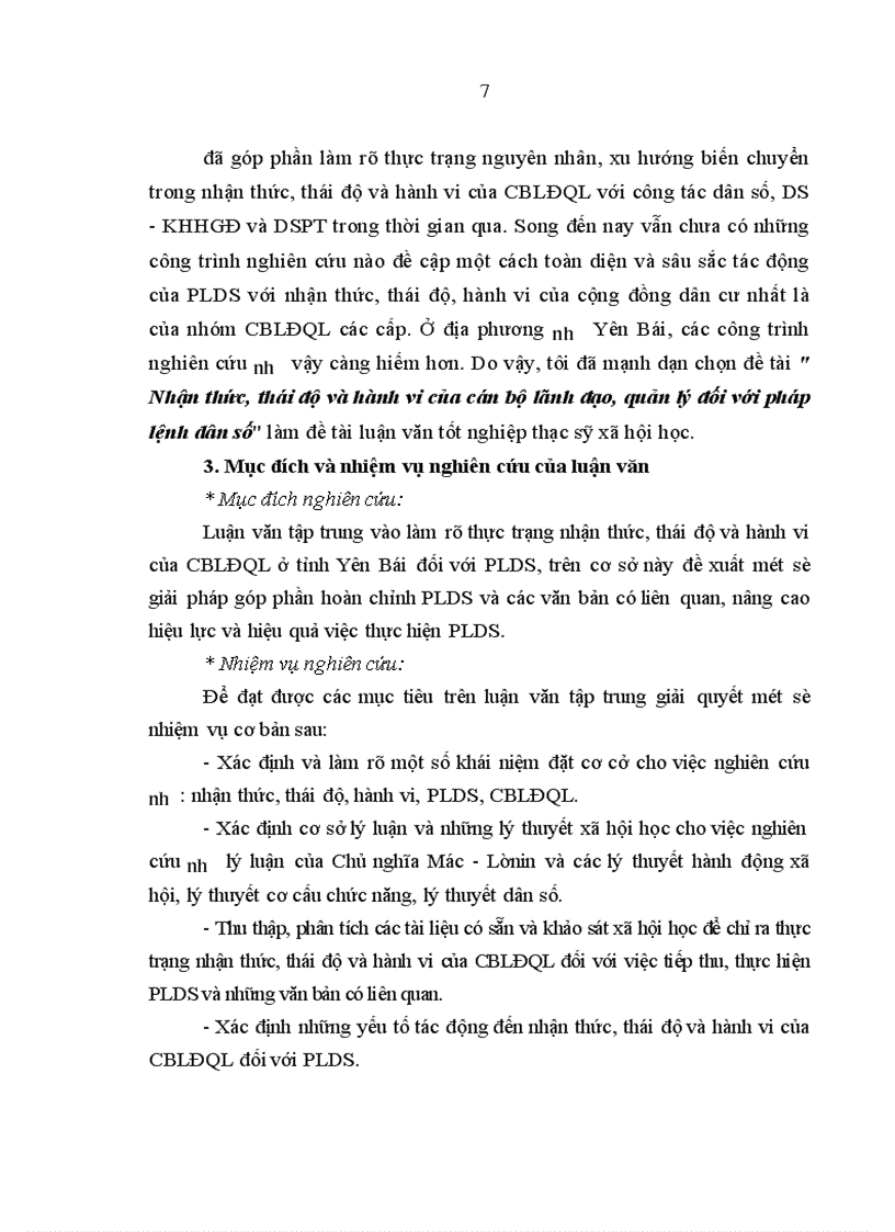 image for page Nhận thức, thái độ và hành vi của cán bộ lãnh đạo - quản lý đối với pháp lệnh dân số