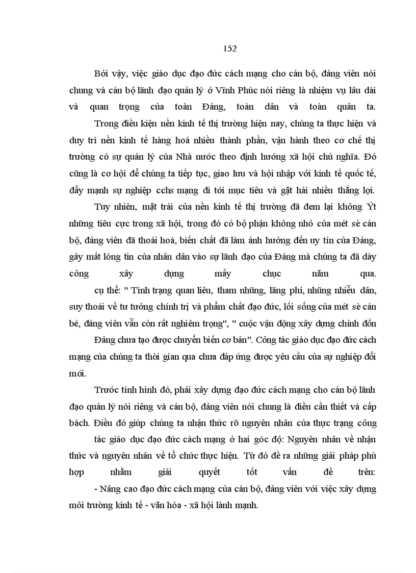 image for page Vấn đề đạo đức cách mạng của người cán bộ lãnh đạo quản lý ở Vĩnh Phúc trong điều kiện kinh tế thị trường hiện nay