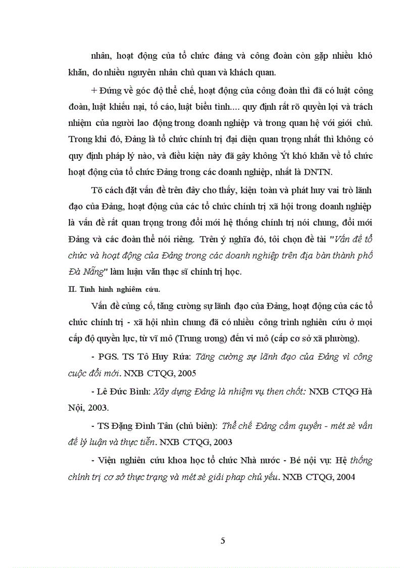 image for page Vấn đề tổ chức và hoạt động của Đảng trong các doanh nghiệp trên địa bàn thành phố Đà Nẵng