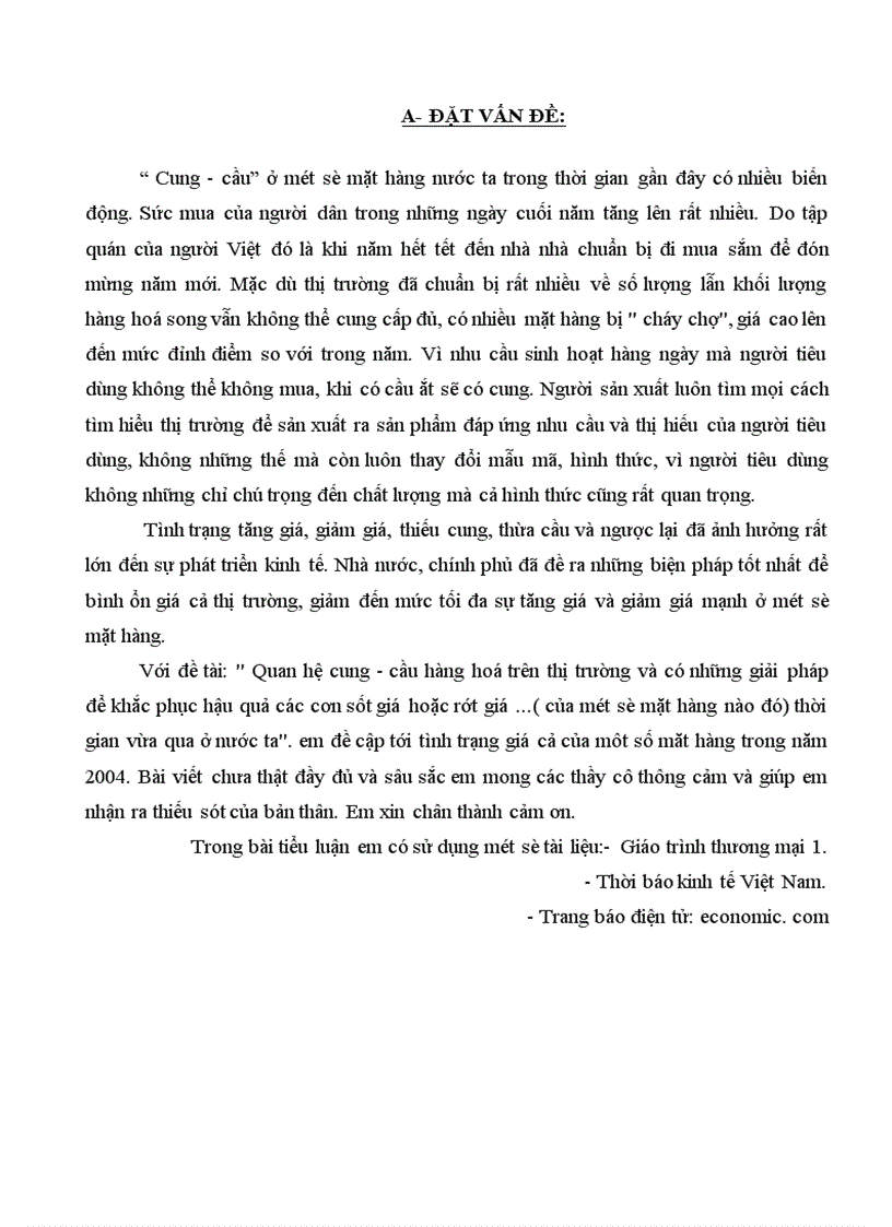 image for page Quan hệ cung - cầu hàng hoá trên thị trường và có những giải pháp để khắc phục hậu quả các cơn sốt giá hoặc rớt giá ...( của một số mặt hàng nào đó) thời gian vừa qua ở nước ta