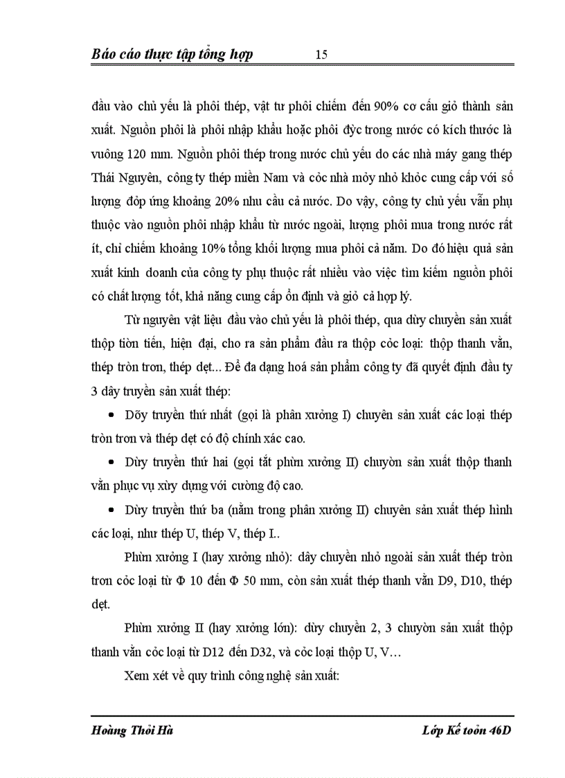 image for page Báo cáo thực tập tổng hợp tại Công ty TNHH Thép Việt – Nga VINAFCO