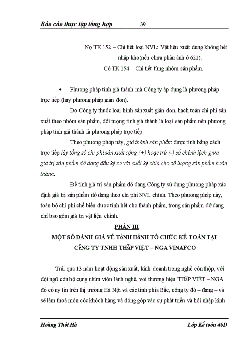 image for page Báo cáo thực tập tổng hợp tại Công ty TNHH Thép Việt – Nga VINAFCO