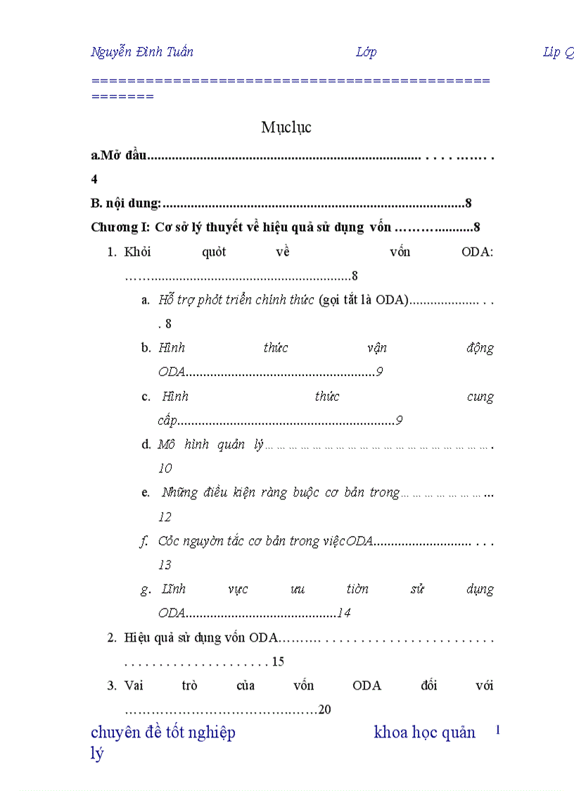 Một số giải pháp quản lý nhằm nâng cao hiệu quả sử dụng vốn ODA trên địa bàn tỉnh Hà Tĩnh: