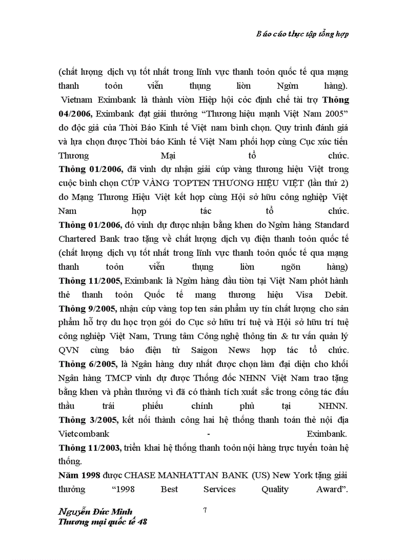 image for page Báo cáo thực tập tổng hợp tại Ngân hàng Eximbank
