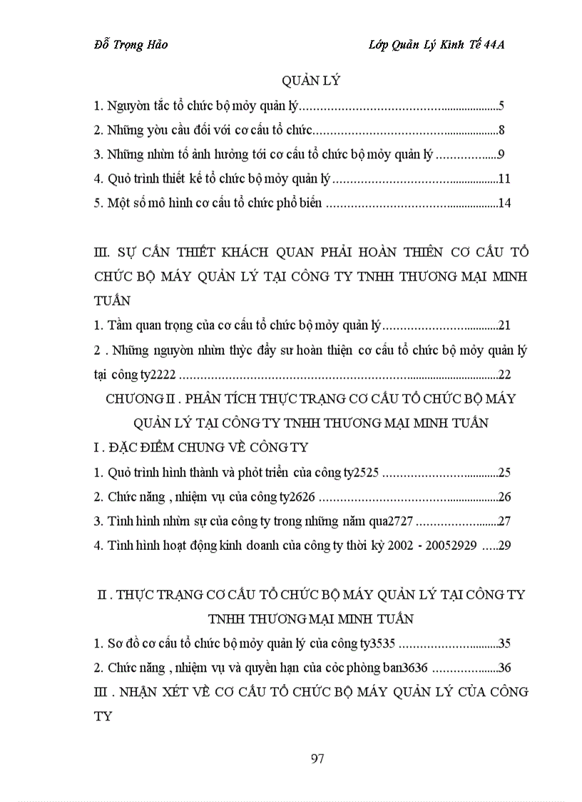 image for page Hoàn thiện cơ cấu tổ chức bộ máy quản lý tại công ty TNHH Thương mại Minh Tuấn