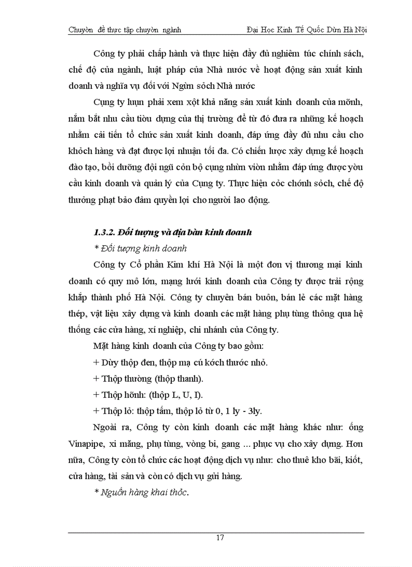 image for page Báo cáo thực tập tổng hợp về Công ty Cổ phần Kim khí Hà Nội