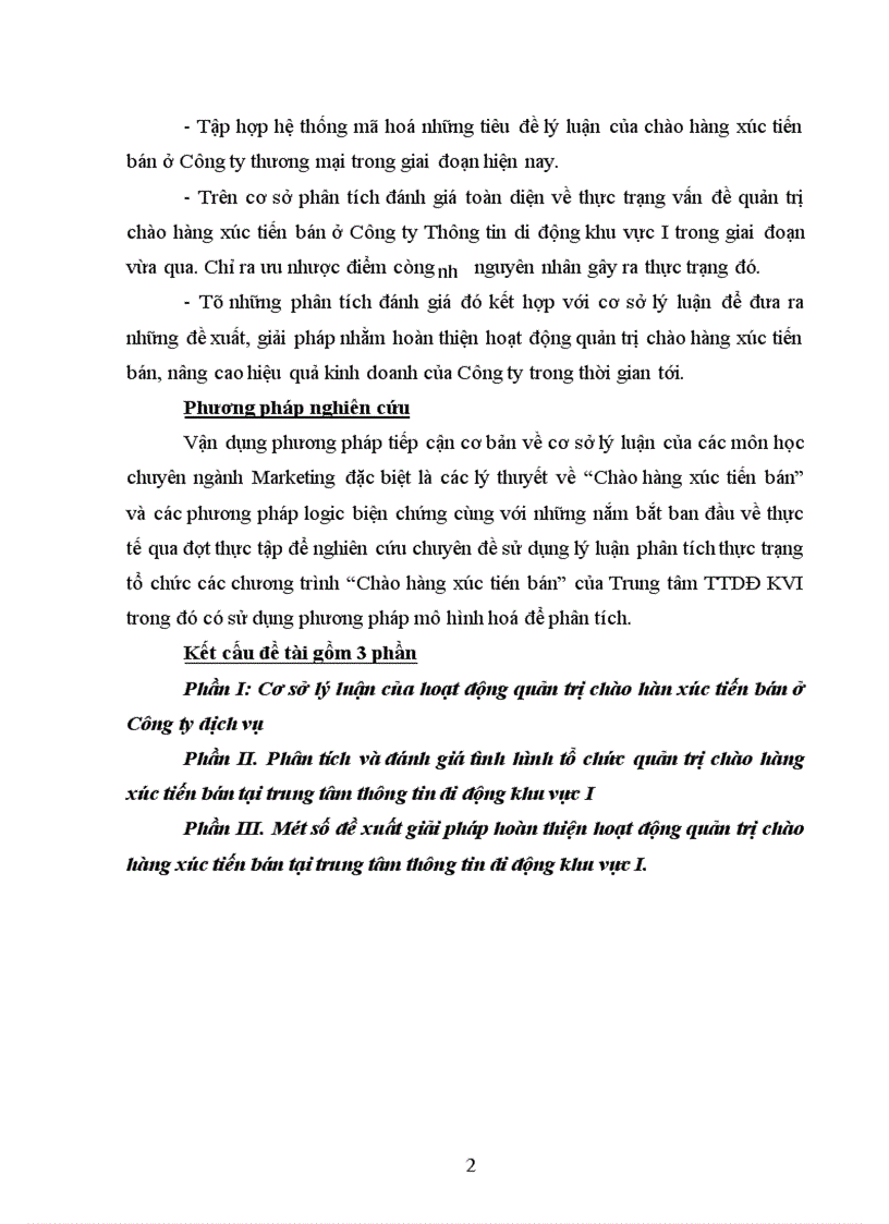 image for page Hoàn thiện hoạt động chào hàng và xúc tiến bán hàng tại trung tâm Thông tin di động khu vựcI