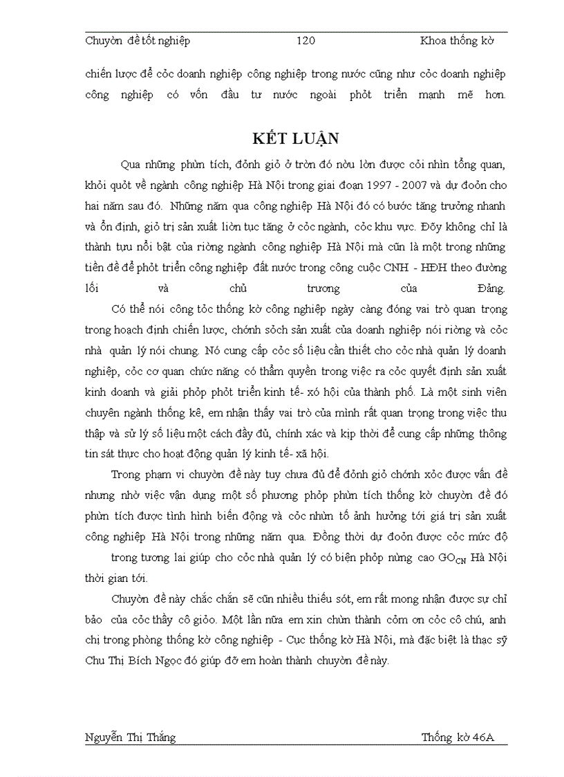 image for page Vận dụng một số phương pháp thống kê để phân tích giá trị sản xuất công nghiệp trên địa bàn Hà Nội giai đoạn 1997-2007 và dự đoán đến năm 2009