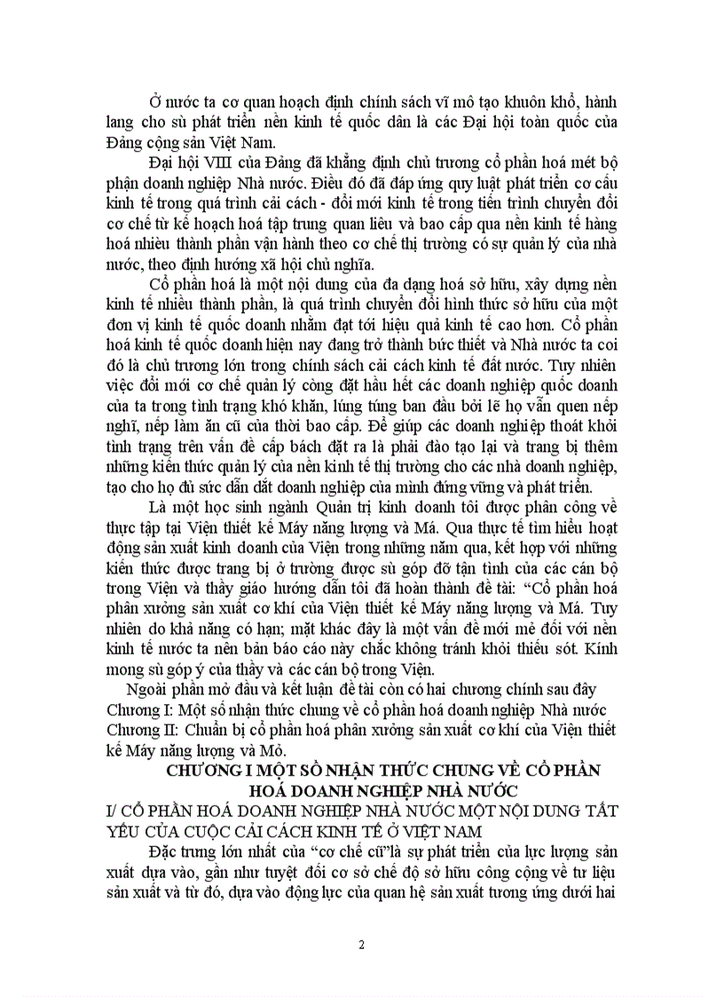 image for page Cổ phần hoá phân xưởng sản xuất cơ khí của Viện thiết kế Máy năng lượng và Mỏ