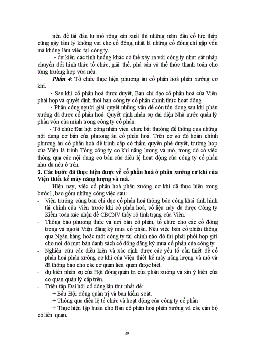 image for page Cổ phần hoá phân xưởng sản xuất cơ khí của Viện thiết kế Máy năng lượng và Mỏ