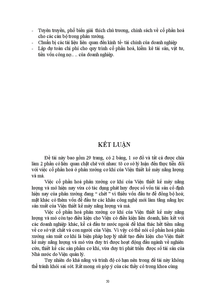 image for page Cổ phần hoá phân xưởng sản xuất cơ khí của Viện thiết kế Máy năng lượng và Mỏ