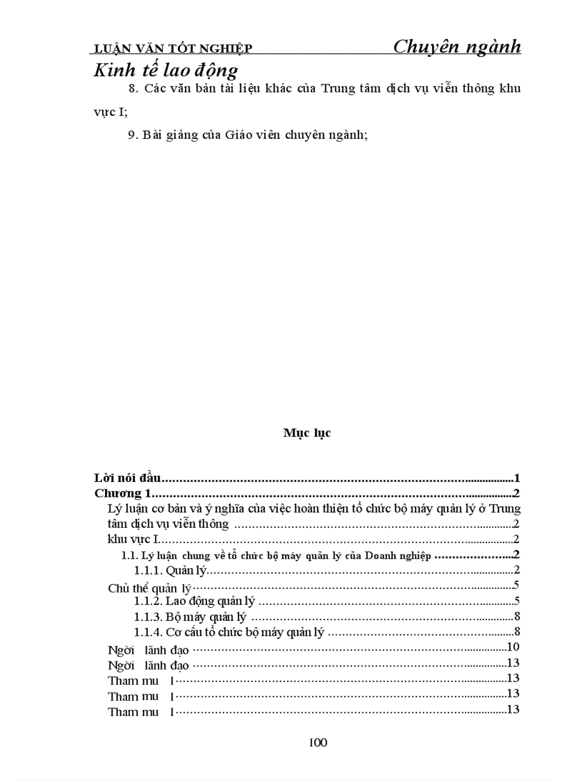 image for page Hoàn thiện tổ chức bộ máy quản lý ở Trung tâm dịch vụ viễn thông khu vực I