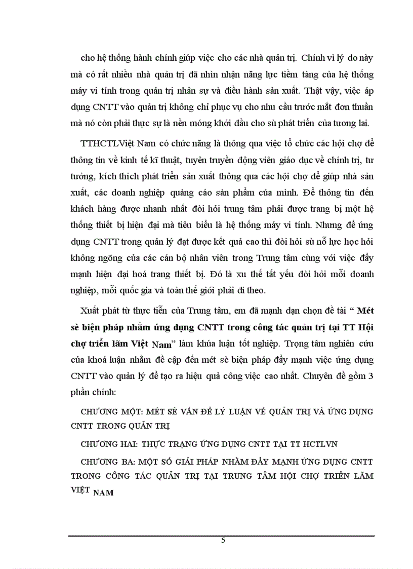 image for page Một số biện pháp nhằm ứng dụng CNTT trong công tác quản trị tại TT Hội chợ triển lãm Việt Nam