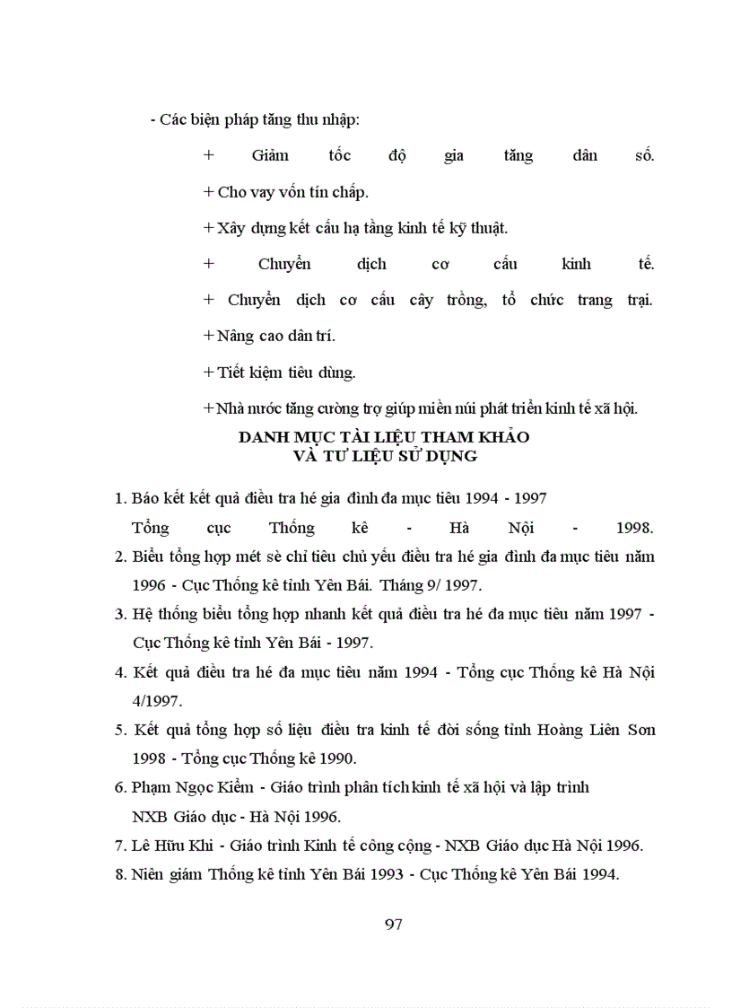 image for page Vận dụng một số phương pháp thống kê để phân tích thu nhập và tiêu dùng của dân cư tỉnh Yên Bái thời kỳ 1991-1996