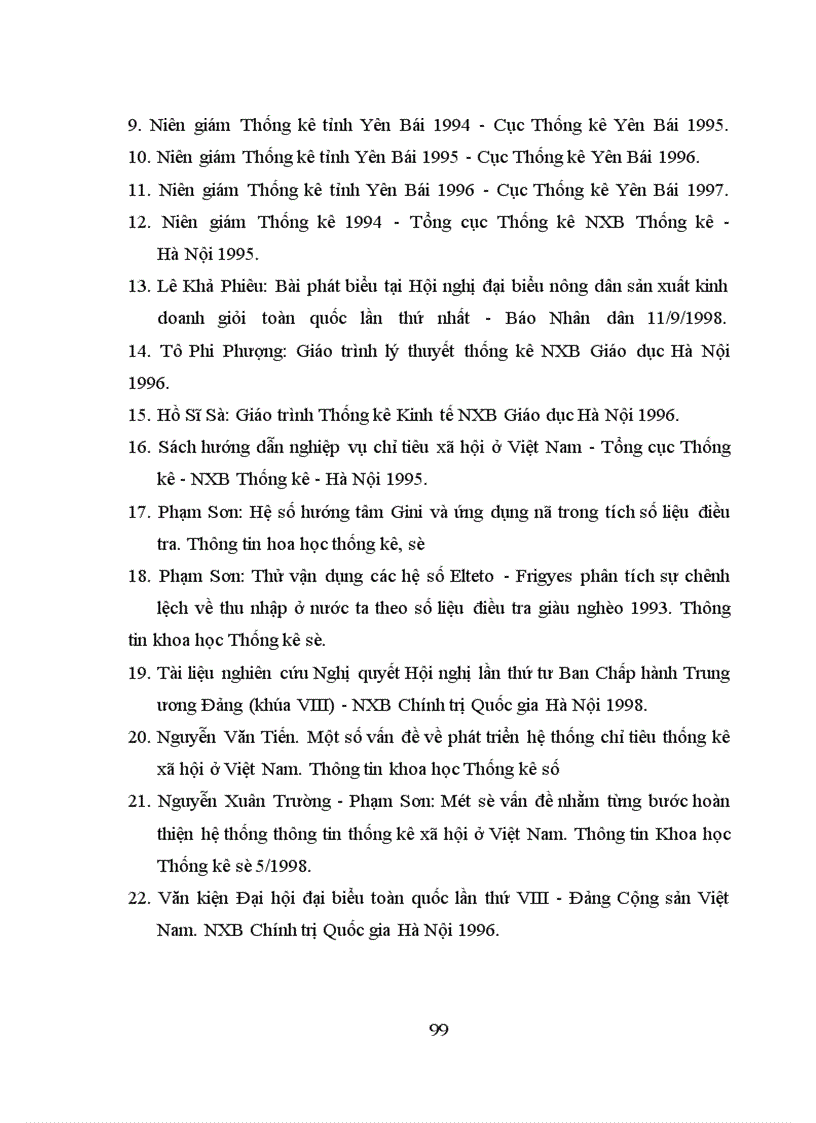 image for page Vận dụng một số phương pháp thống kê để phân tích thu nhập và tiêu dùng của dân cư tỉnh Yên Bái thời kỳ 1991-1996