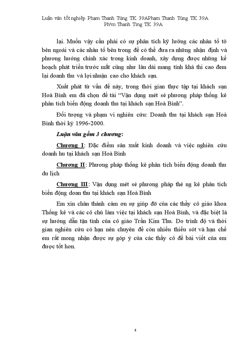 image for page Vận dụng một số phương pháp thống kê phân tích biến động doanh thu tại khách sạn Hoà Bình