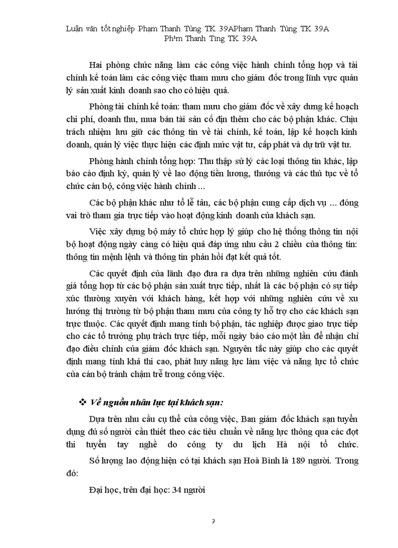 image for page Vận dụng một số phương pháp thống kê phân tích biến động doanh thu tại khách sạn Hoà Bình