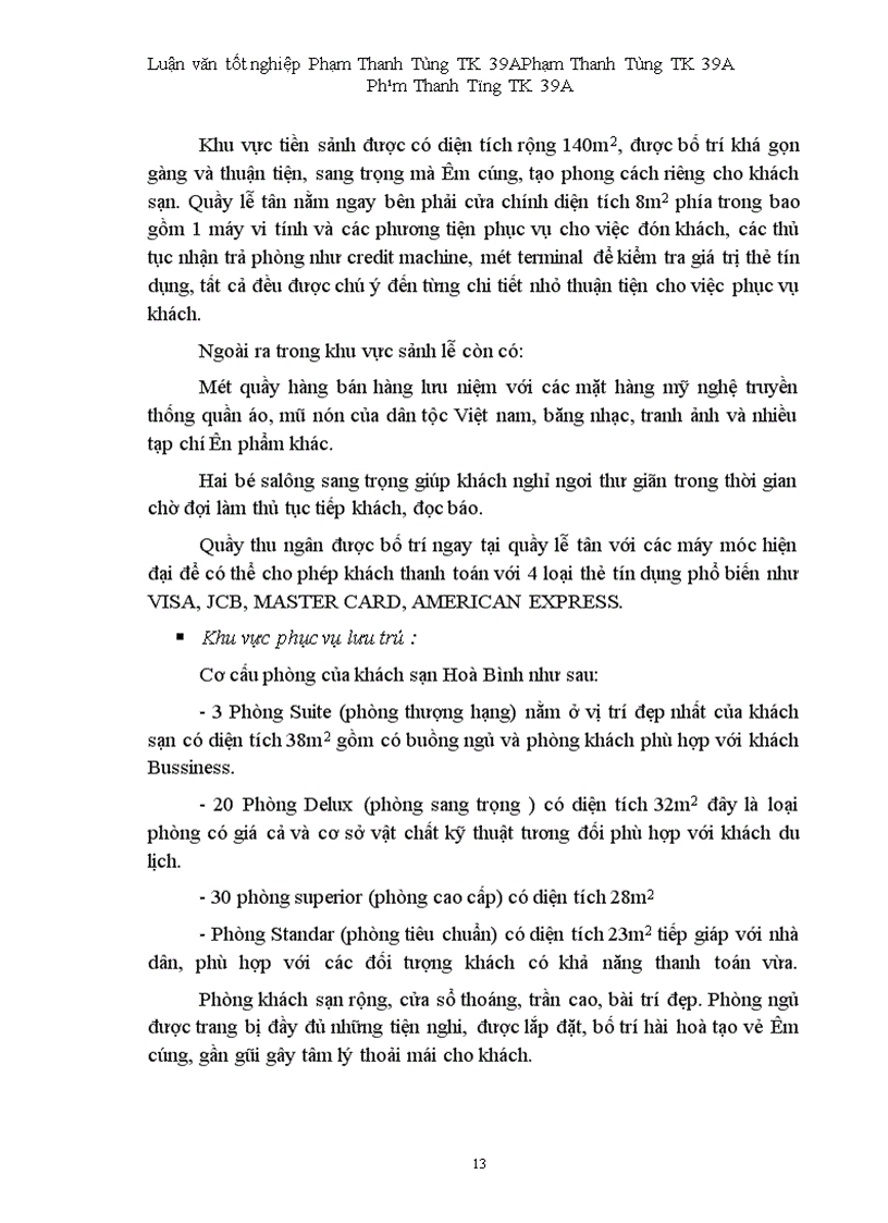image for page Vận dụng một số phương pháp thống kê phân tích biến động doanh thu tại khách sạn Hoà Bình