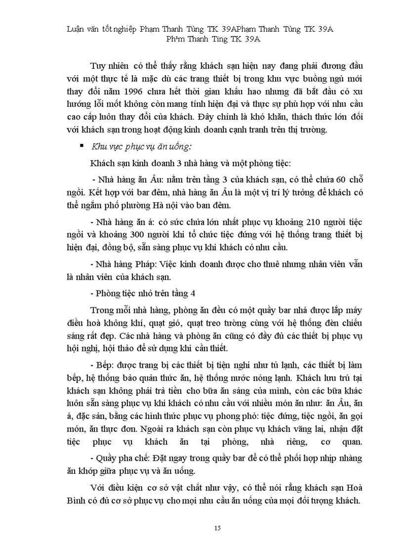 image for page Vận dụng một số phương pháp thống kê phân tích biến động doanh thu tại khách sạn Hoà Bình
