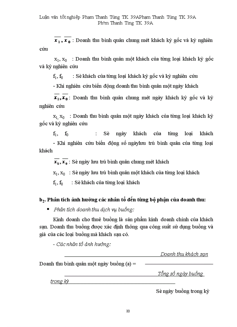 image for page Vận dụng một số phương pháp thống kê phân tích biến động doanh thu tại khách sạn Hoà Bình