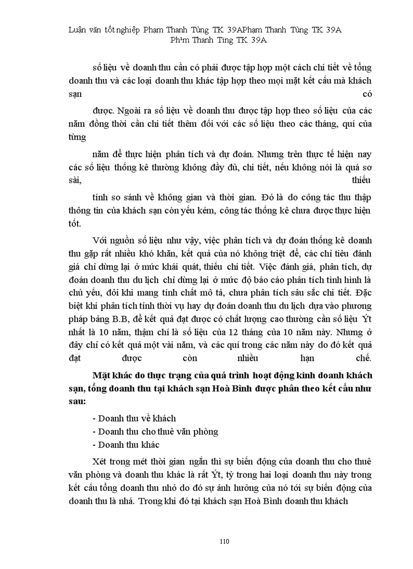 image for page Vận dụng một số phương pháp thống kê phân tích biến động doanh thu tại khách sạn Hoà Bình