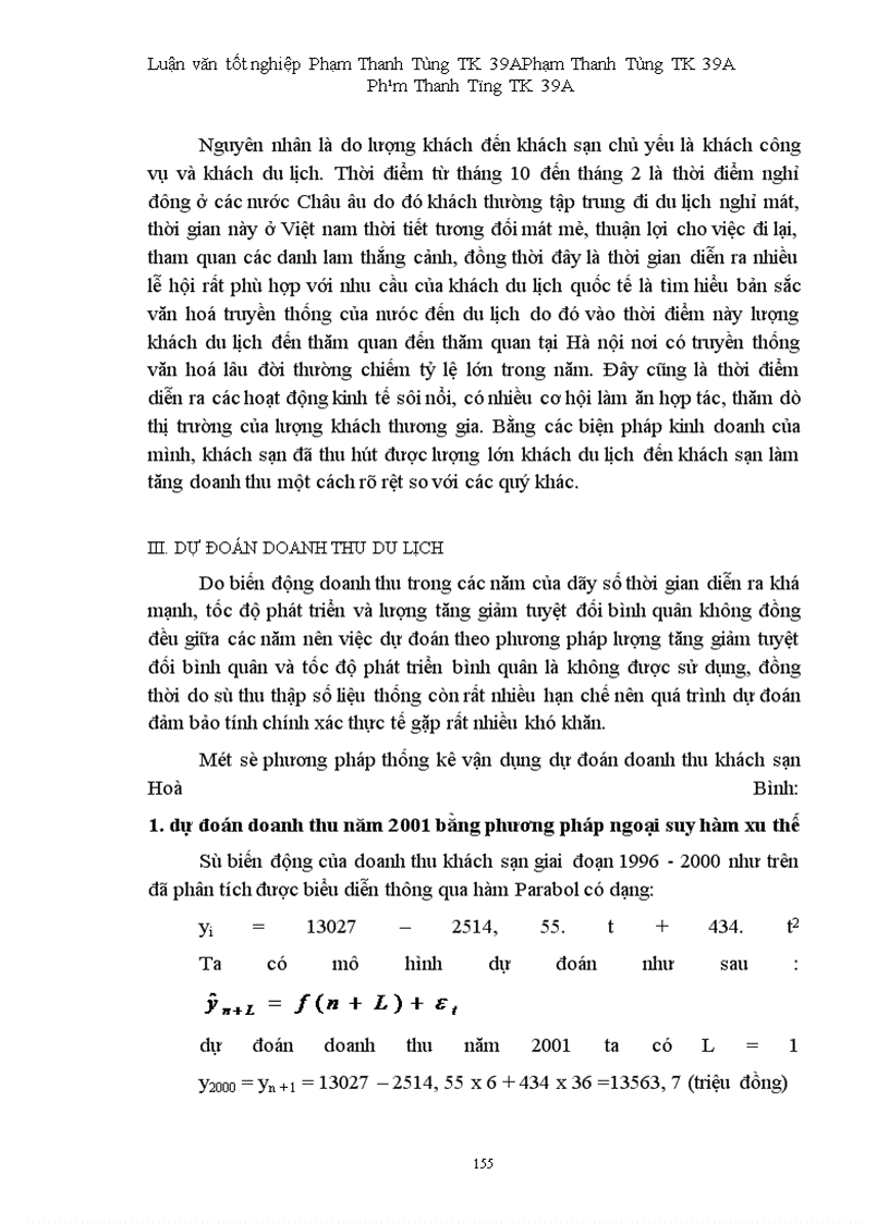 image for page Vận dụng một số phương pháp thống kê phân tích biến động doanh thu tại khách sạn Hoà Bình