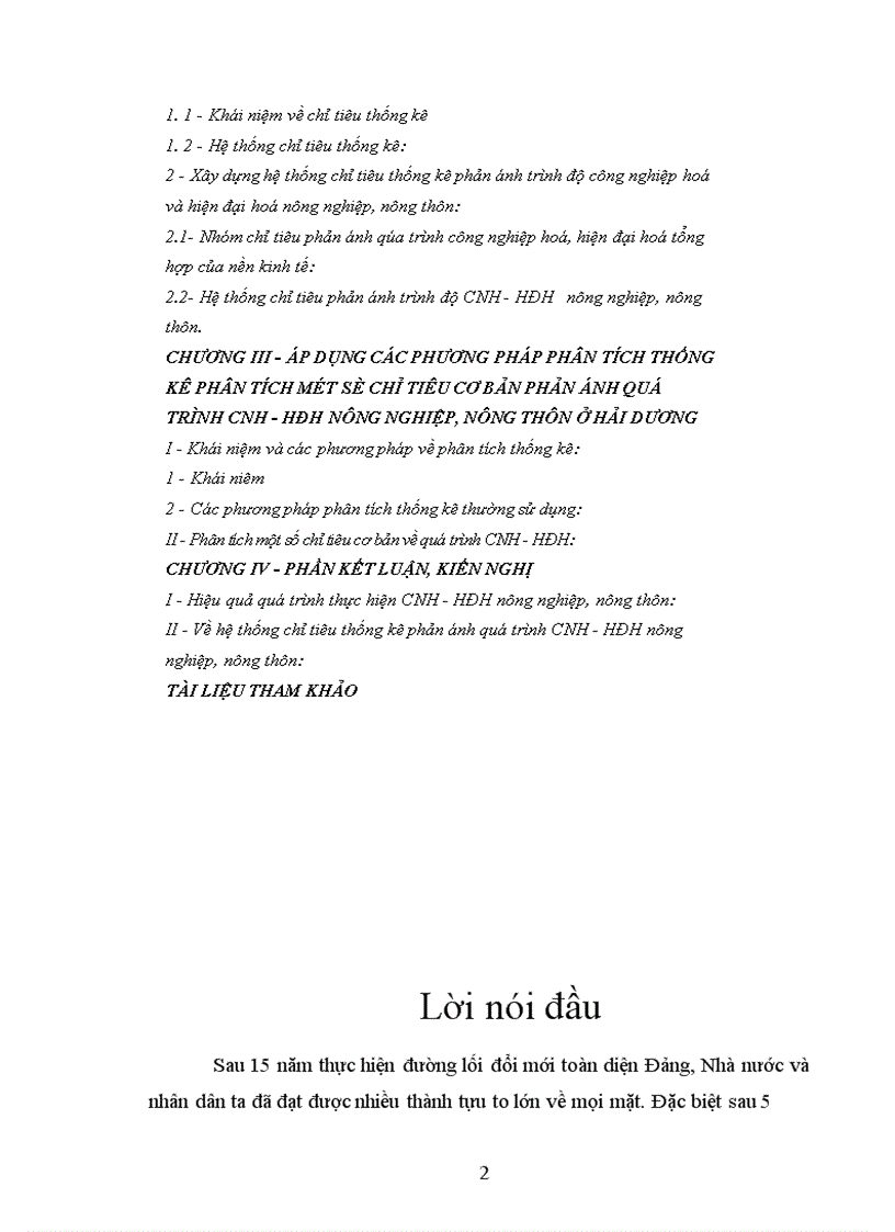 image for page Hệ thống chỉ tiêu CNH - HĐH nông nghiệp và nông thôn và áp dụng các phương pháp phân tích thống kê để phân tích quá trình CNH - HĐH ở tỉnh Hải Dương