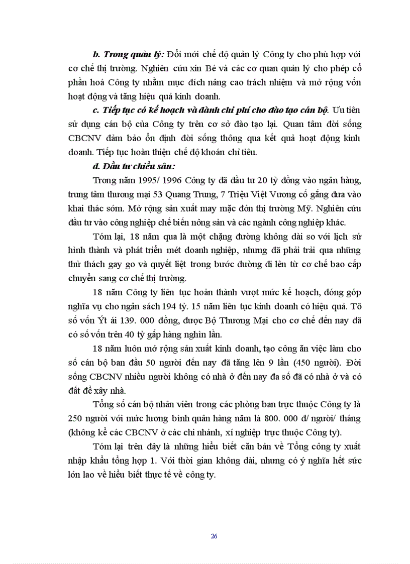 image for page Báo cáo tổng hợp hoạt động của công ty Xuất nhập khẩu tổng hợp I