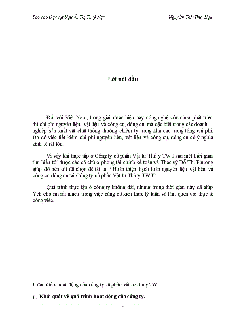 image for page Hoàn thiện hạch toán nguyên liệu vật liệu và công cụ dụng cụ tại Công ty cổ phần Vật tư Thú y TW I