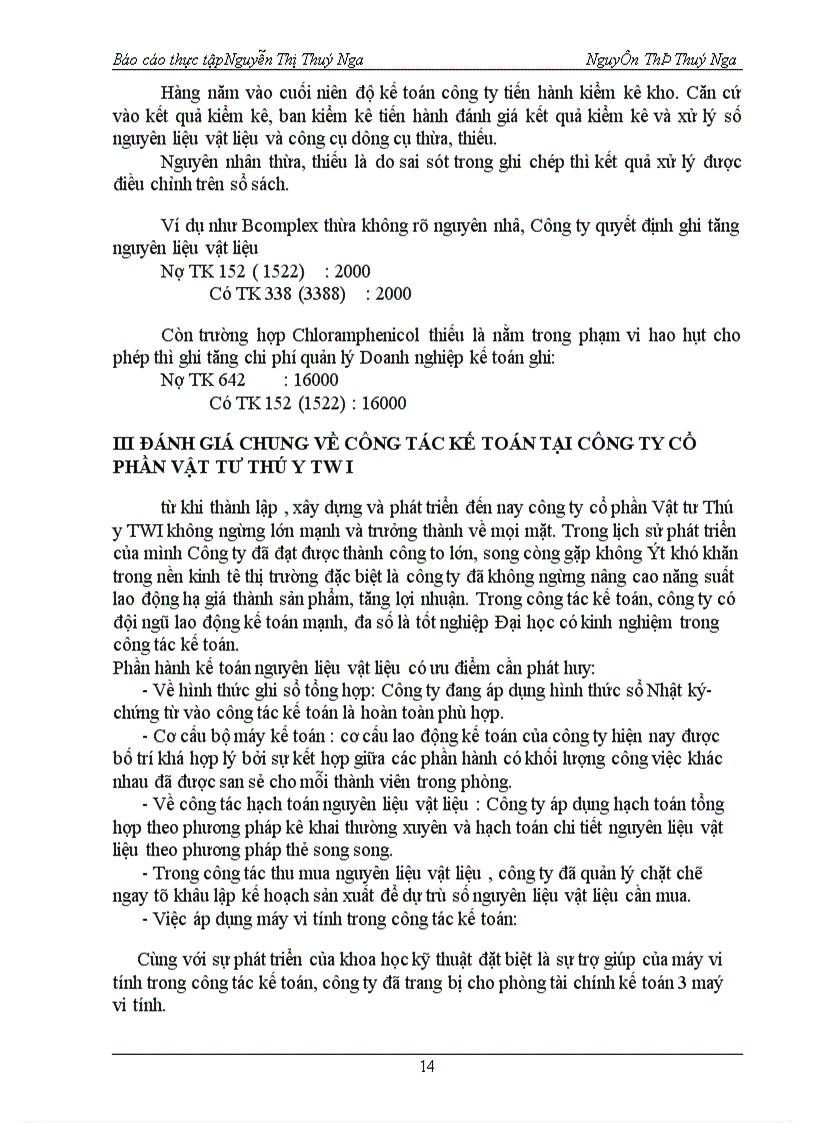 image for page Hoàn thiện hạch toán nguyên liệu vật liệu và công cụ dụng cụ tại Công ty cổ phần Vật tư Thú y TW I