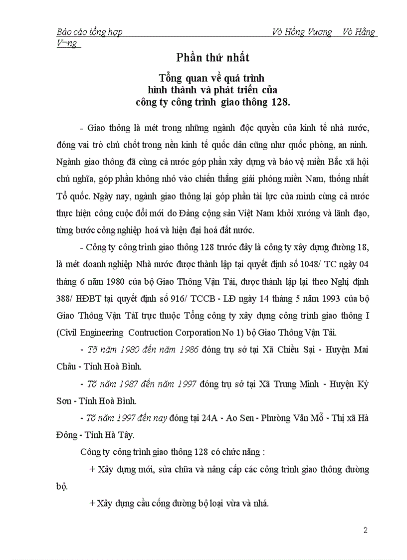 image for page Báo cáo thực tập tổng hợp công ty công trình giao thông 128