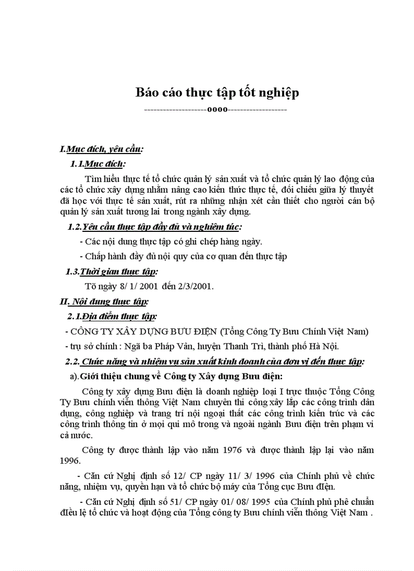 image for page Báo cáo thực tập tốt nghiệp tại công ty xây dựng bưu điện