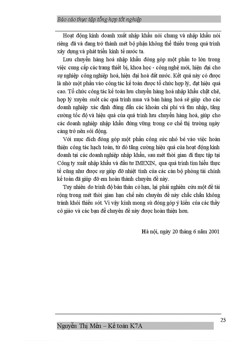 image for page Báo cáo thực tập tổng hợp tại Công ty Xuất nhập khẩu và Đầu tư IMEXIN