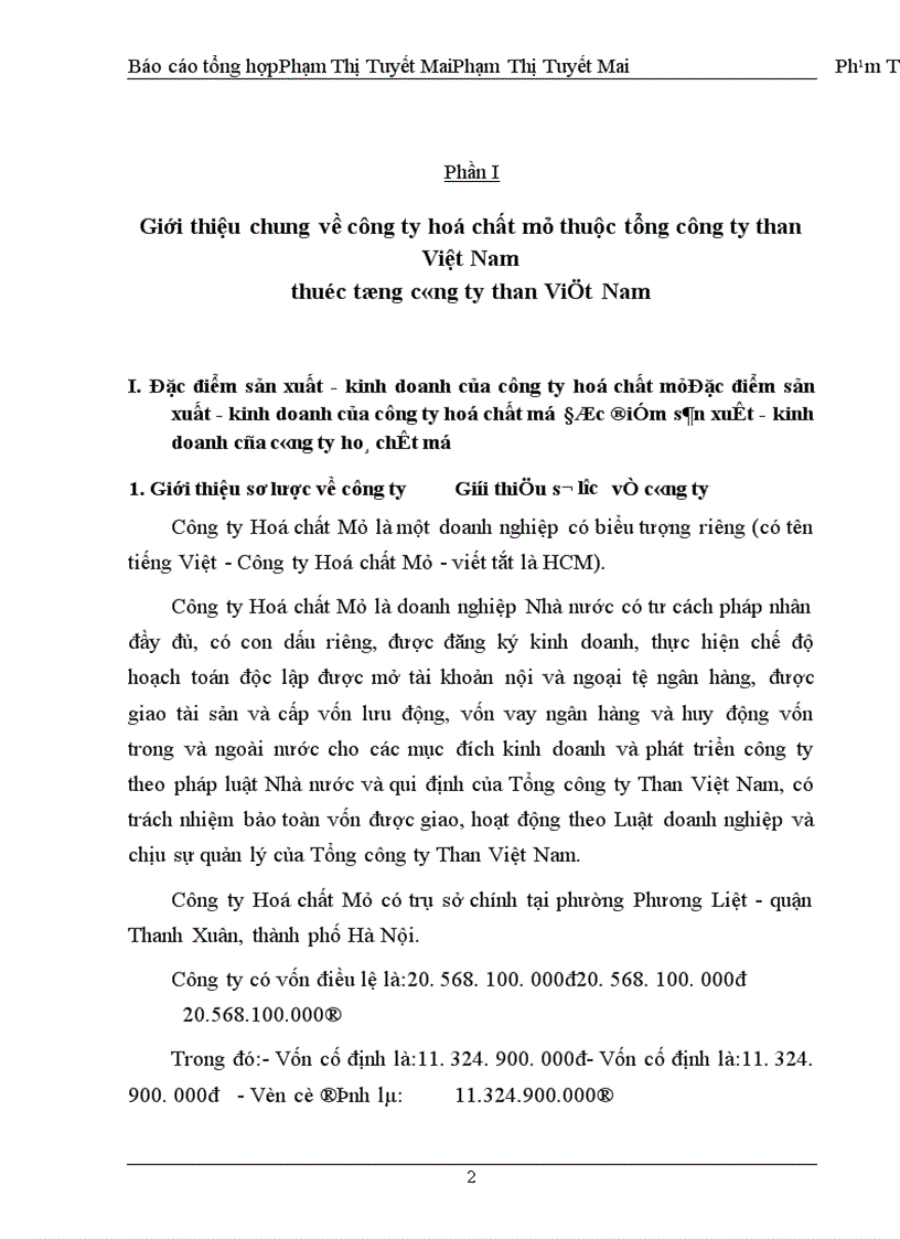 image for page Báo cáo thực tập tại công ty hoá chất mỏ