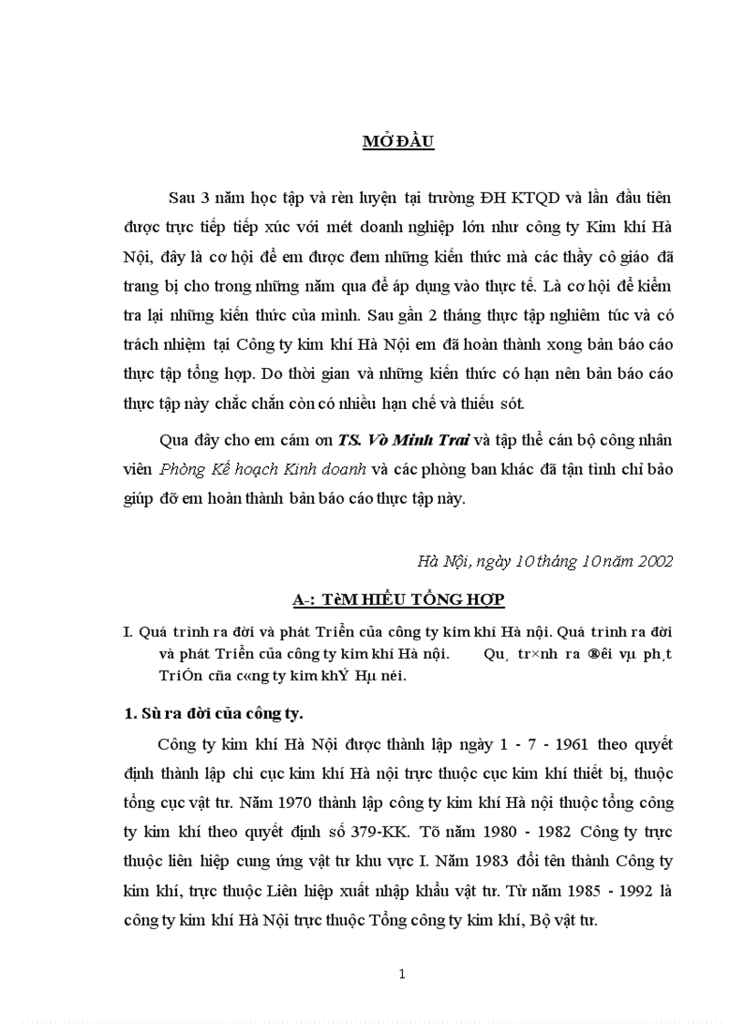 image for page Báo cáo thực tập tại công ty kim khí Hà