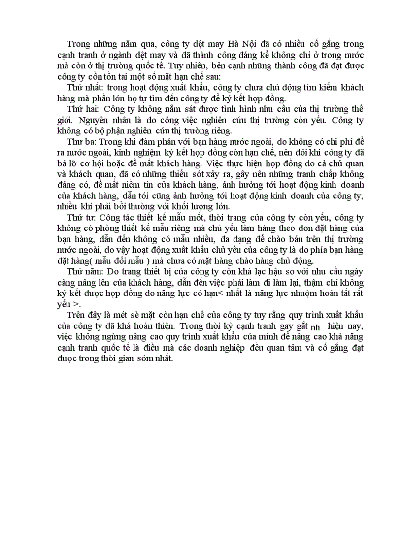 image for page Báo cáo tổng hợp Công ty dệt may Hà Nội