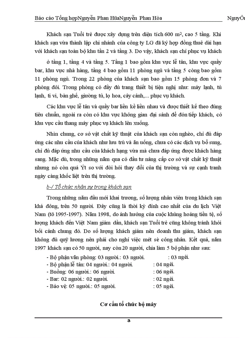 image for page Báo cáo tổng hợp Khách sạn Tuổi trẻ nằm ở số 2 - đường Trần Thánh Tông - quận Hoàn Kiếm - Hà Nội
